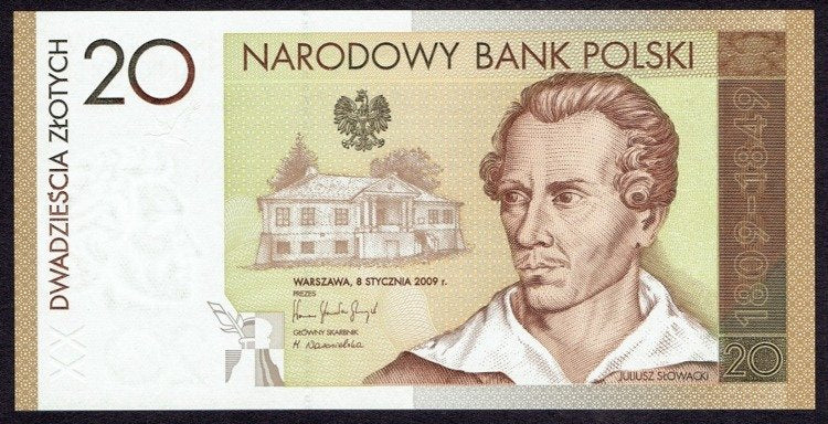 Polska 20 Złotych 2009 - 200. Rocznica Urodzin Juliusza Słowackiego